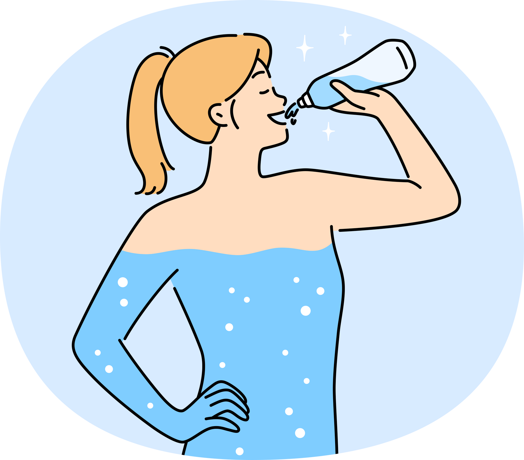 Young woman drinking water for body hydration