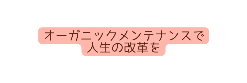 オーガニックメンテナンスで 人生の改革を