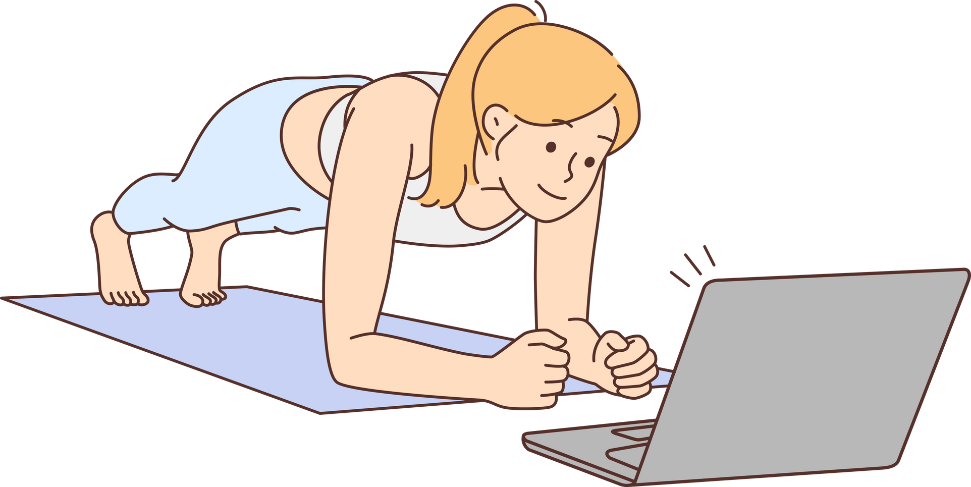 Woman training online with lesson on computer